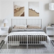 vidaXL Powder-Coated Steel King Size Bed Frame in White
