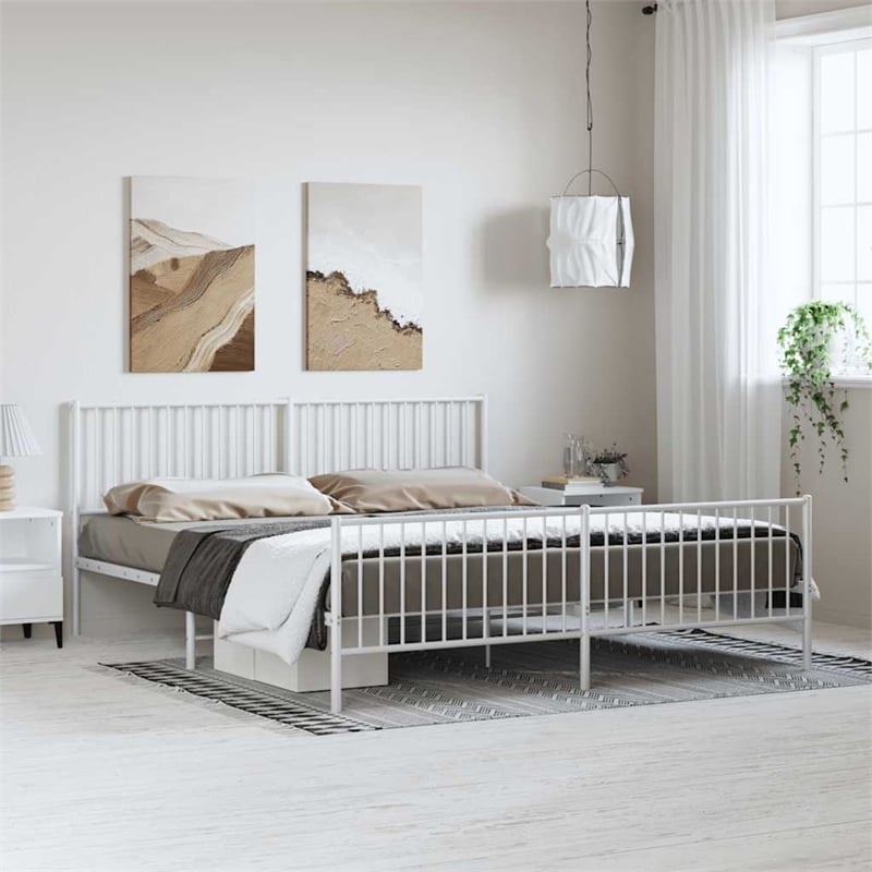 vidaXL Rectangular Queen Metal Bed Frame in Steel