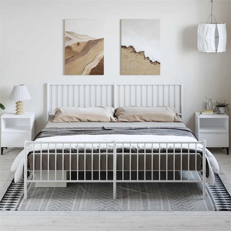 vidaXL Rectangular Queen Metal Bed Frame in Steel