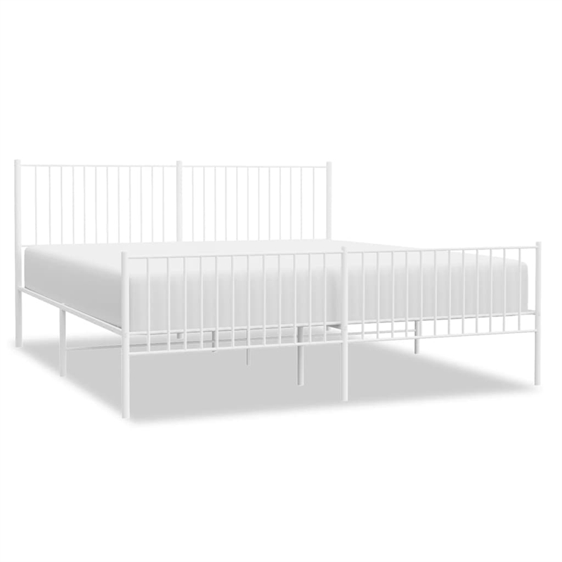 vidaXL 76 X 80 Powder-Coated Steel Bed Frame in White