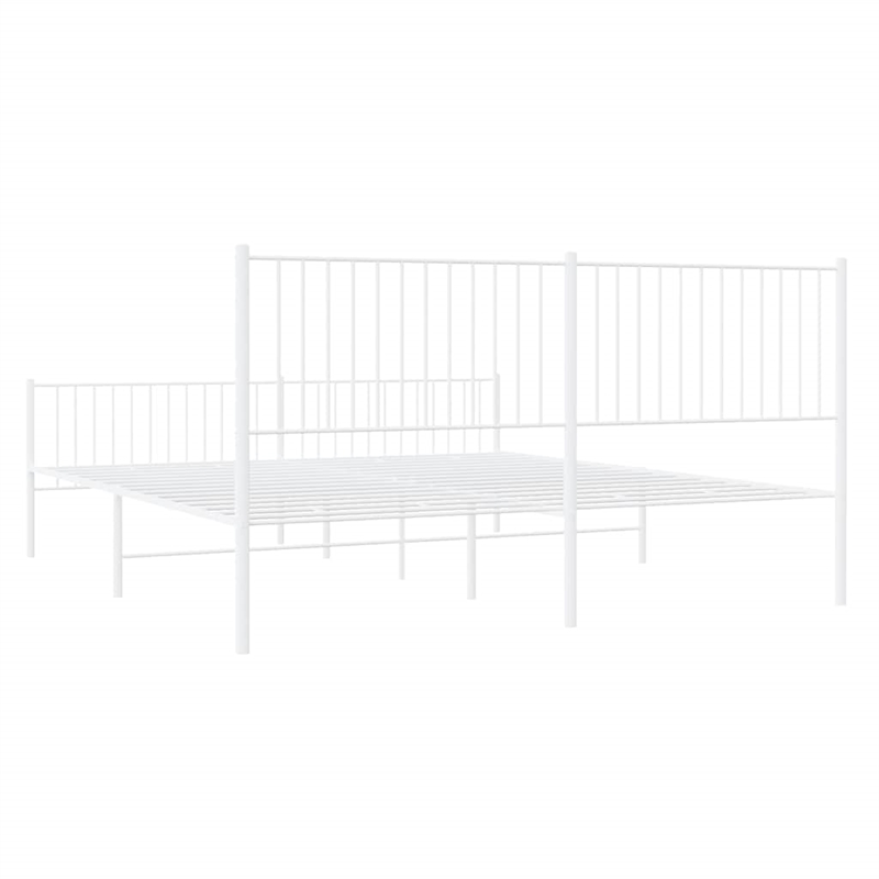 vidaXL 76 X 80 Powder-Coated Steel Bed Frame in White