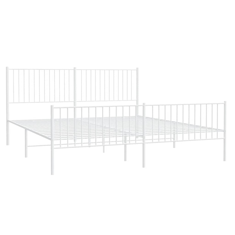vidaXL 76 X 80 Powder-Coated Steel Bed Frame in White