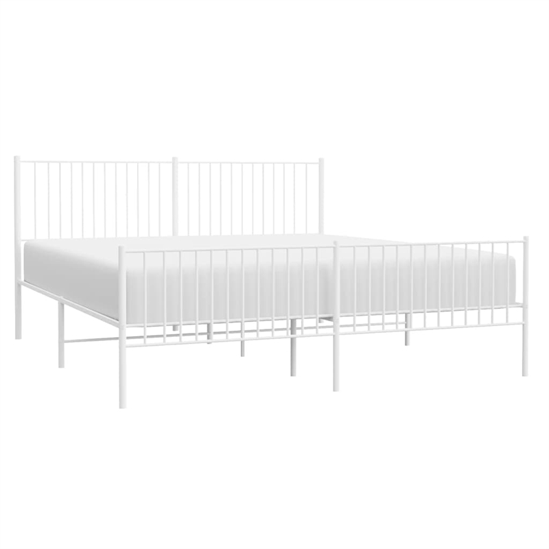 vidaXL 76 X 80 Powder-Coated Steel Bed Frame in White