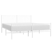 vidaXL 76 X 80 Powder-Coated Steel Bed Frame in White