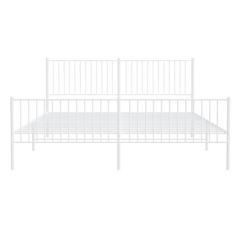 vidaXL 76 X 80 Powder-Coated Steel Bed Frame in White