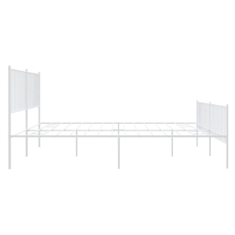 vidaXL 76 X 80 Powder-Coated Steel Bed Frame in White