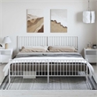 vidaXL 76 X 80 Powder-Coated Steel Bed Frame in White
