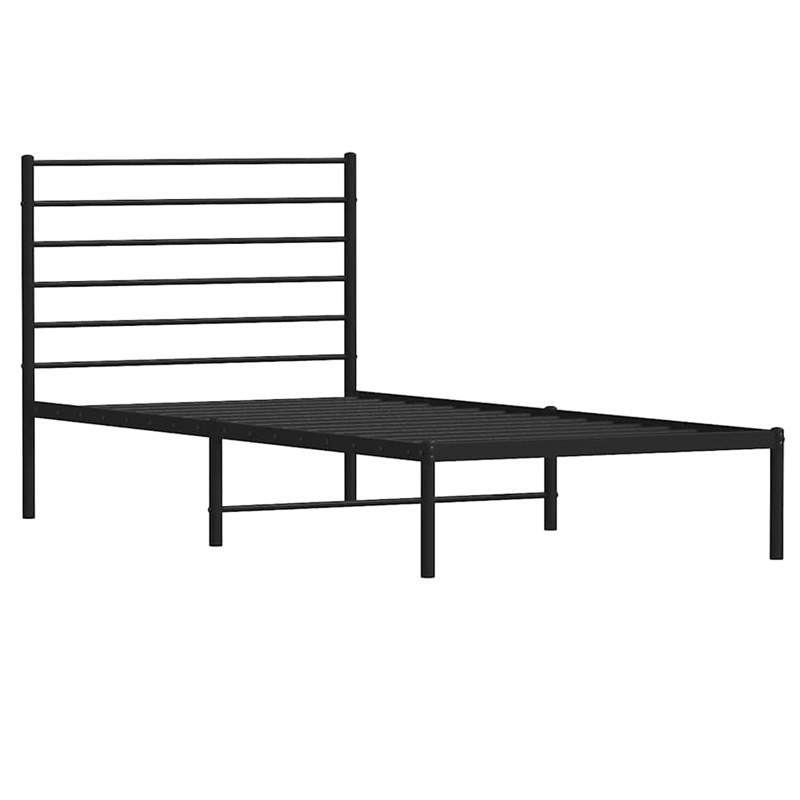 vidaXL Powder-Coated Steel Single Bed Frame in Black