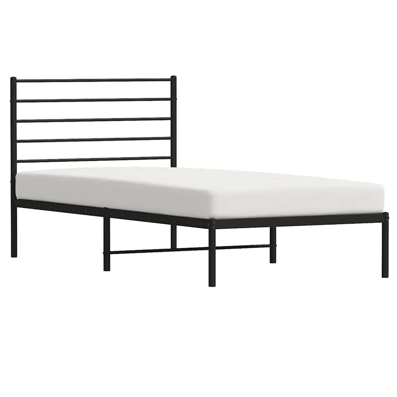 vidaXL Powder-Coated Steel Single Bed Frame in Black
