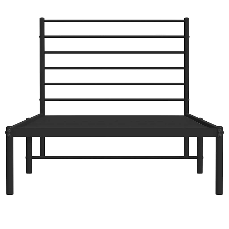 vidaXL Powder-Coated Steel Single Bed Frame in Black