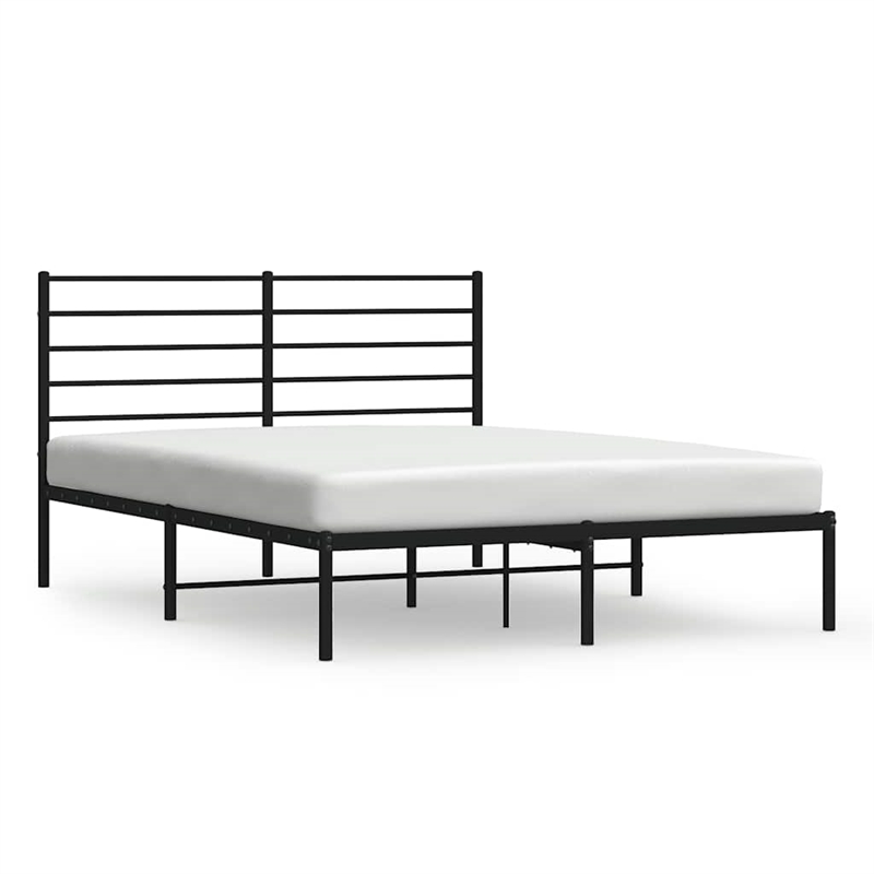 vidaXL Rectangular Powder-Coated Steel Full Bed Frame in Black