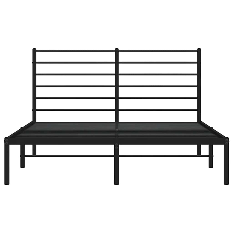 vidaXL Rectangular Powder-Coated Steel Full Bed Frame in Black