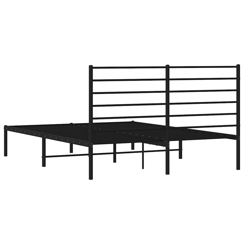 vidaXL Rectangular Powder-Coated Steel Full Bed Frame in Black