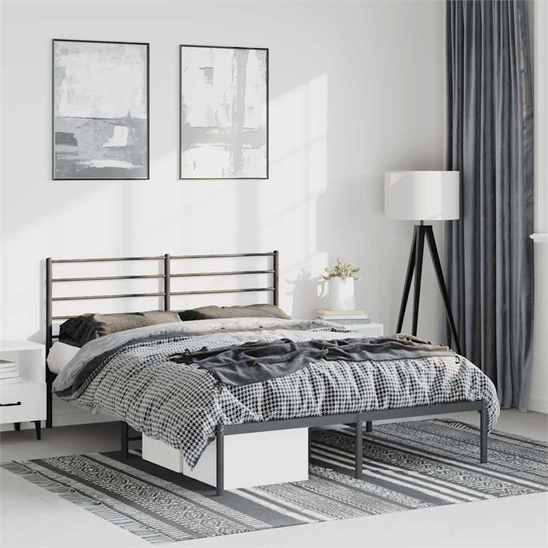 vidaXL Powder-Coated Steel King Bed Frame in Black