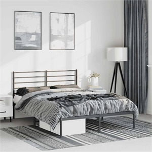 vidaXL Powder-Coated Steel King Bed Frame in Black
