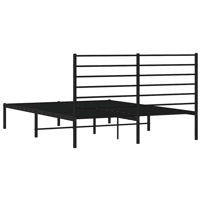 vidaXL Powder-Coated Steel King Bed Frame in Black