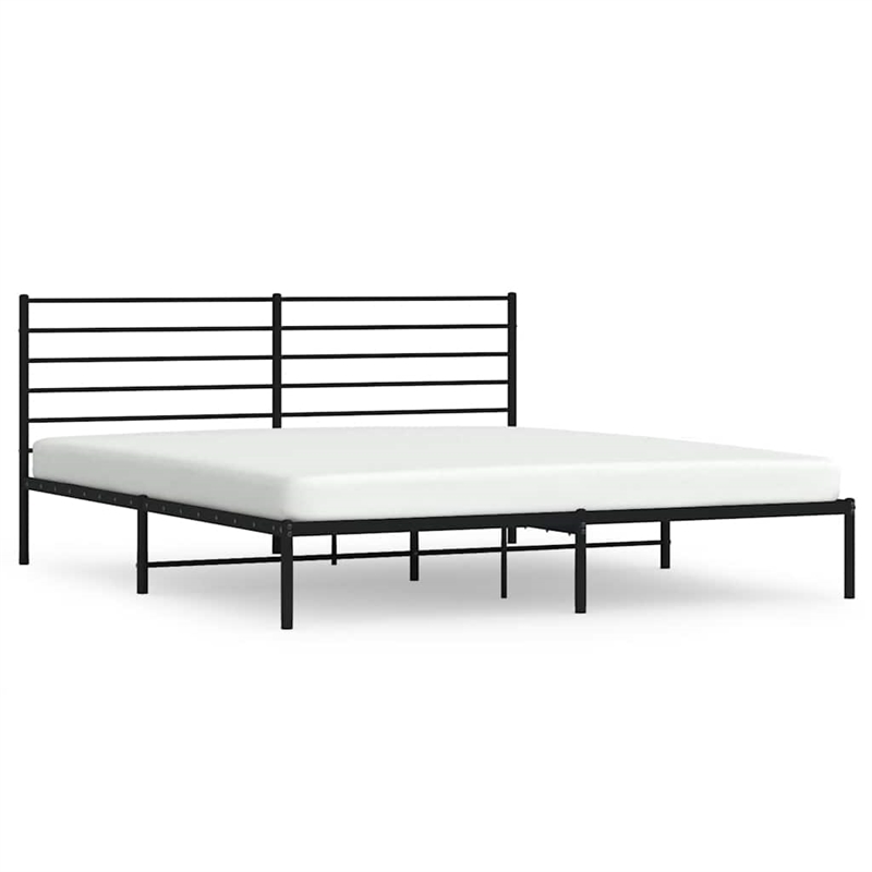 vidaXL Rectangular Powder-Coated Steel Full Bed Frame in Black