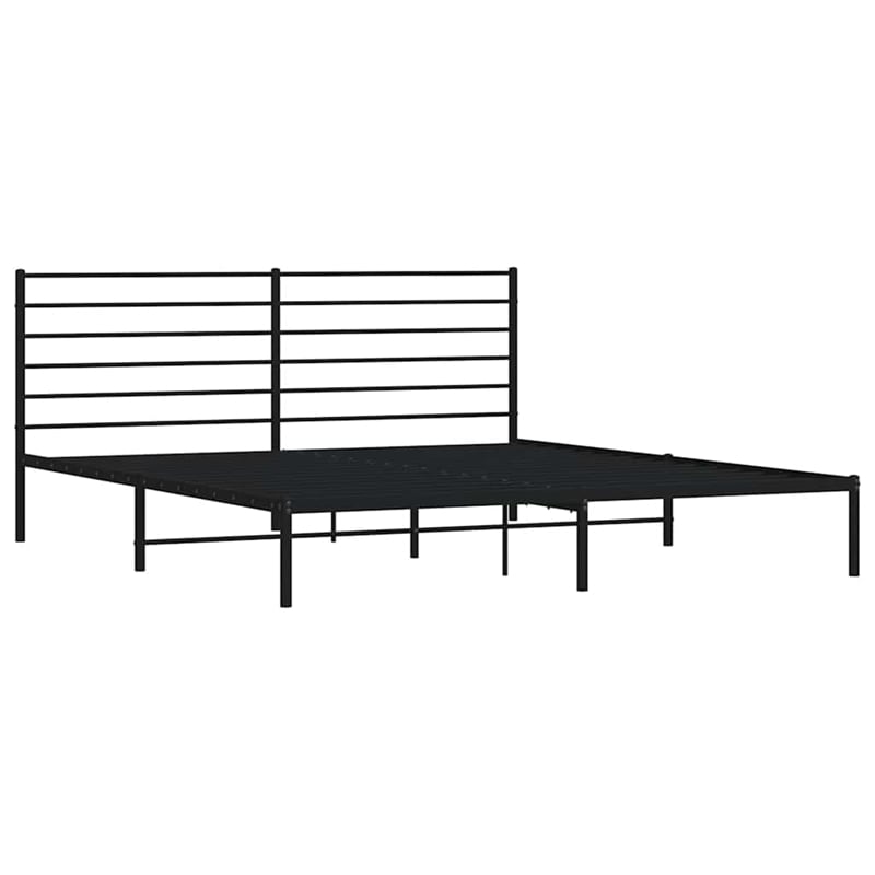 vidaXL Rectangular Powder-Coated Steel Full Bed Frame in Black