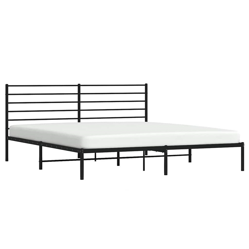 vidaXL Rectangular Powder-Coated Steel Full Bed Frame in Black
