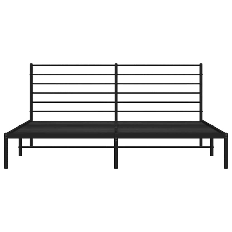 vidaXL Rectangular Powder-Coated Steel Full Bed Frame in Black