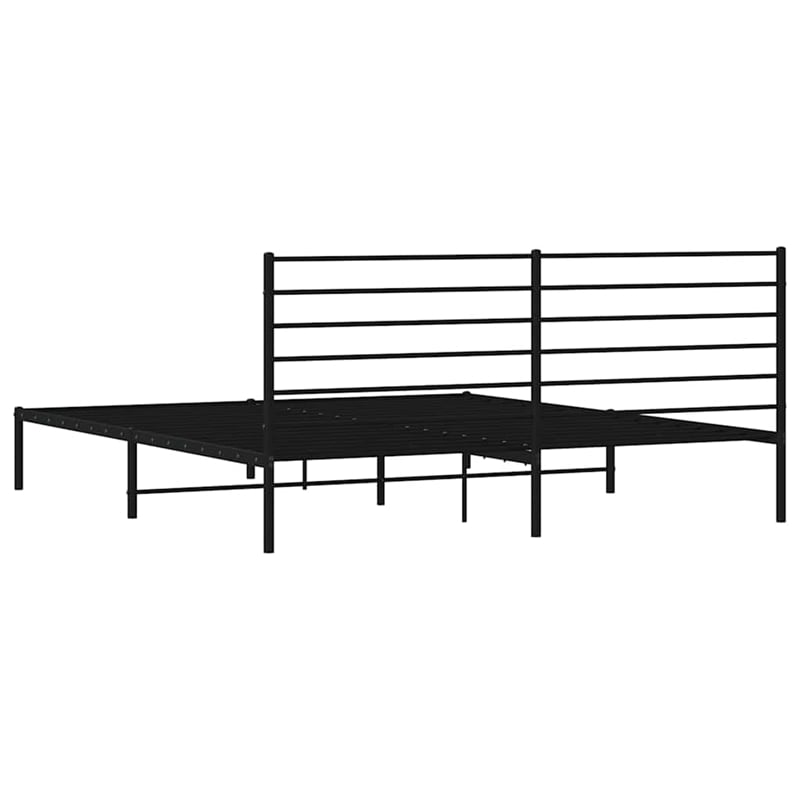 vidaXL Rectangular Powder-Coated Steel Full Bed Frame in Black