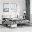 vidaXL Rectangular Powder-Coated Steel Full Bed Frame in Black