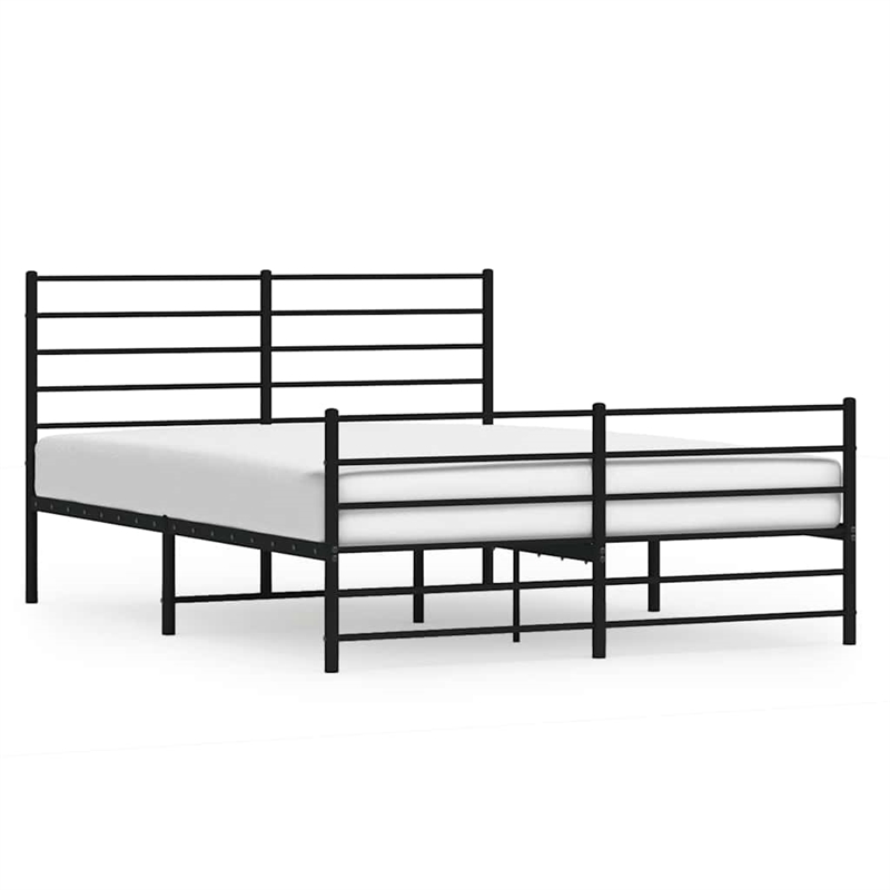vidaXL Powder-Coated Steel Full/Double Bed Frame in Black