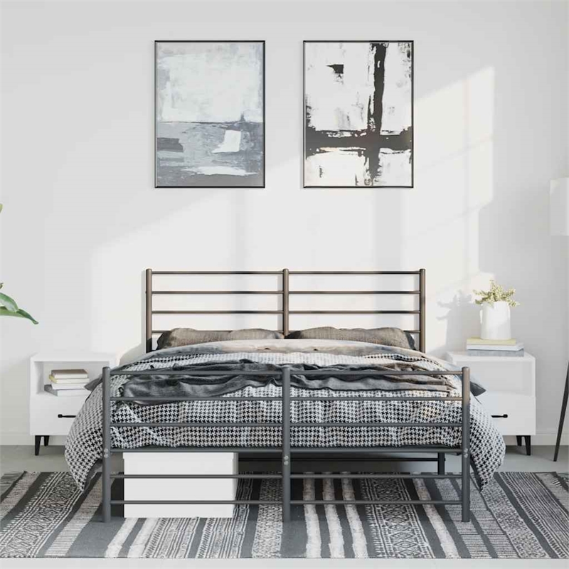 vidaXL Powder-Coated Steel Full/Double Bed Frame in Black