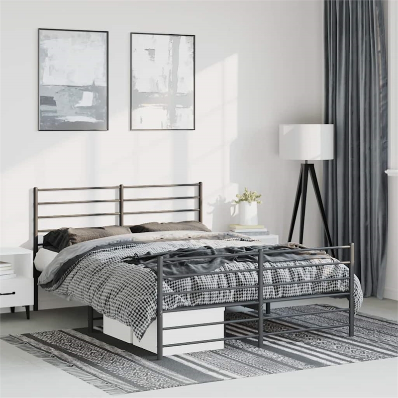 vidaXL Powder-Coated Steel Full/Double Bed Frame in Black