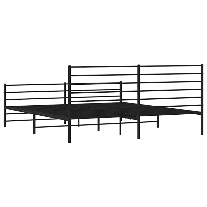 vidaXL Powder-Coated Steel Cal King/Double Bed Frame in Black