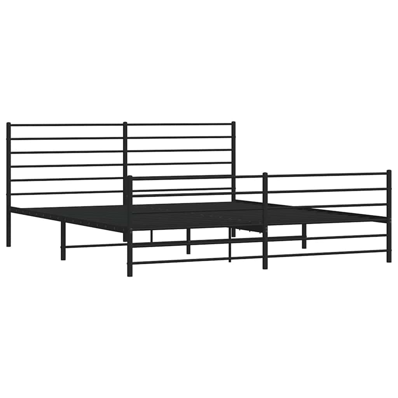 vidaXL Powder-Coated Steel Cal King/Double Bed Frame in Black