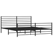 vidaXL Powder-Coated Steel Cal King/Double Bed Frame in Black