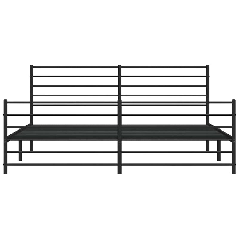 vidaXL Powder-Coated Steel Cal King/Double Bed Frame in Black