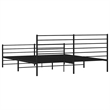 vidaXL Powder-Coated Steel Cal King/Double Bed Frame in Black