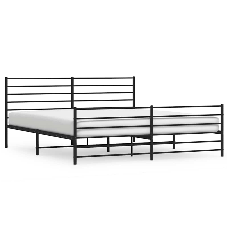 vidaXL 76 X 80 Powder-Coated Steel Bed Frame in Black