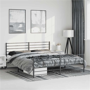 vidaXL 76 X 80 Powder-Coated Steel Bed Frame in Black
