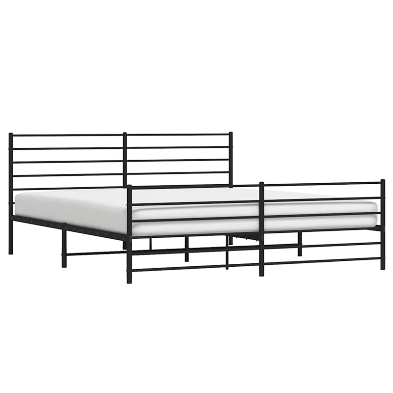 vidaXL 76 X 80 Powder-Coated Steel Bed Frame in Black