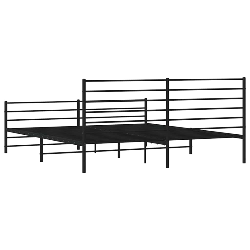 vidaXL 76 X 80 Powder-Coated Steel Bed Frame in Black
