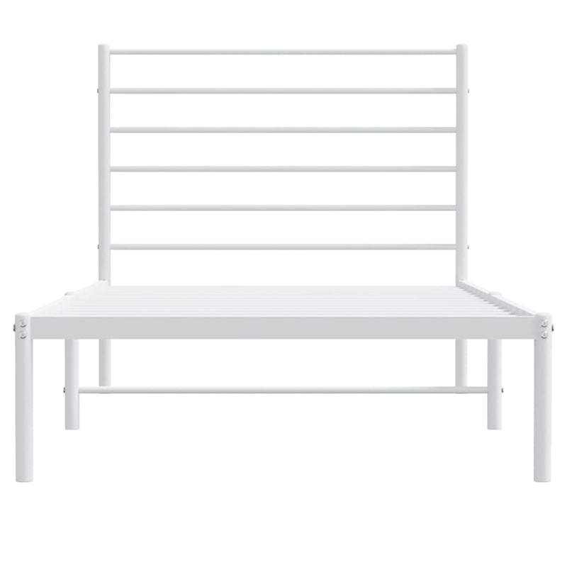 vidaXL Rectangular Powder-Coated Steel Twin Bed Frame in White
