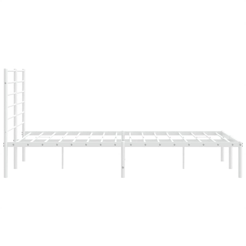 vidaXL Rectangular Powder-Coated Steel Full Bed Frame in White