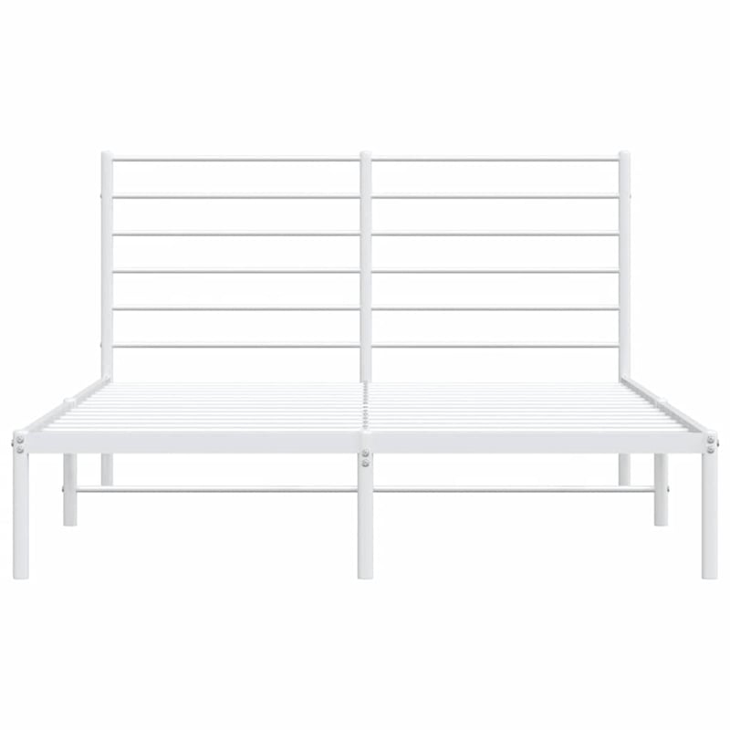 vidaXL Rectangular Powder-Coated Steel Full Bed Frame in White