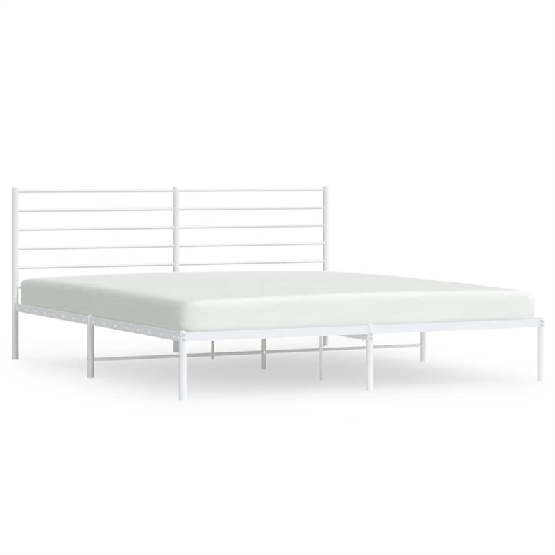 vidaXL Rectangular Steel Cal King/Double Bed Bed Frame in White