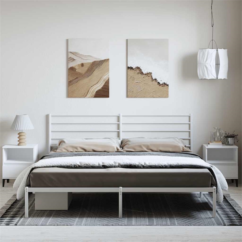 vidaXL Rectangular Steel Cal King/Double Bed Bed Frame in White