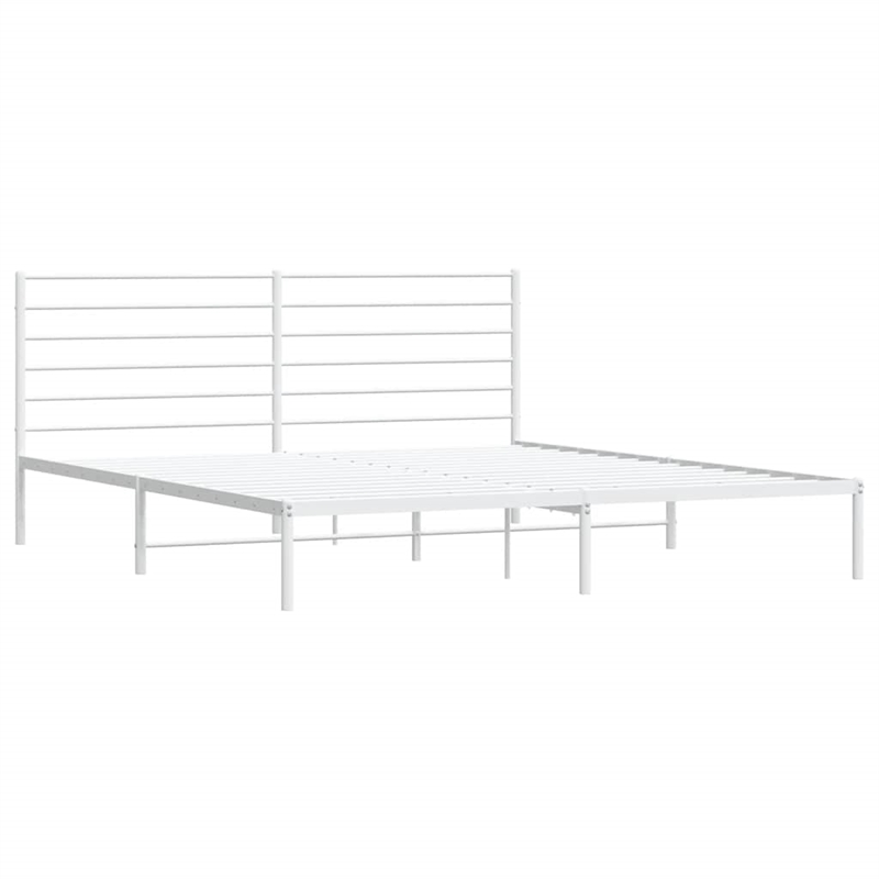 vidaXL Rectangular Steel Cal King/Double Bed Bed Frame in White