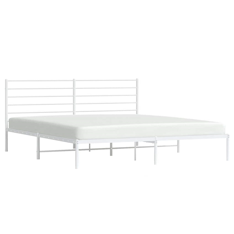 vidaXL Rectangular Steel Cal King/Double Bed Bed Frame in White