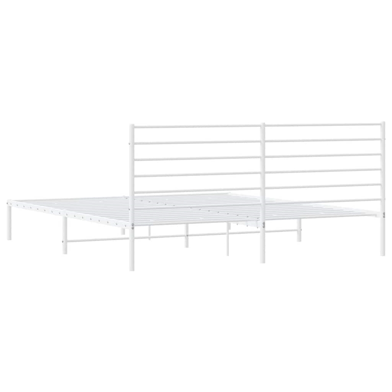 vidaXL Rectangular Steel Cal King/Double Bed Bed Frame in White