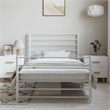 vidaXL Powder-Coated Steel Single Bed Frame in White