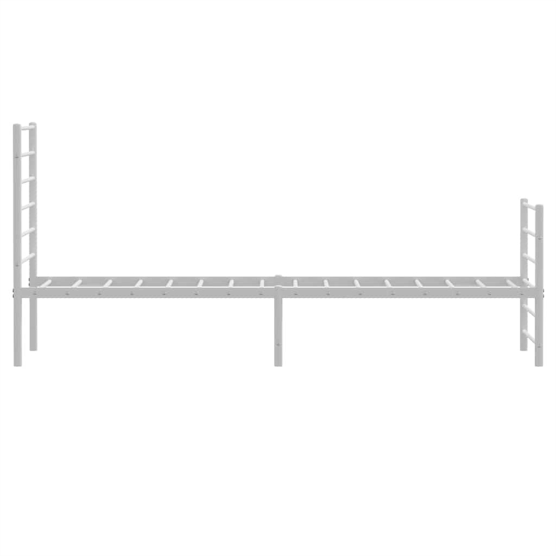 vidaXL Powder-Coated Steel Single Bed Frame in White