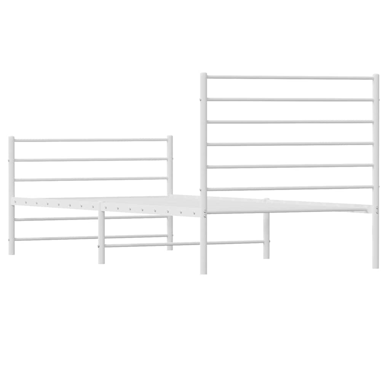 vidaXL Powder-Coated Steel Single Bed Frame in White