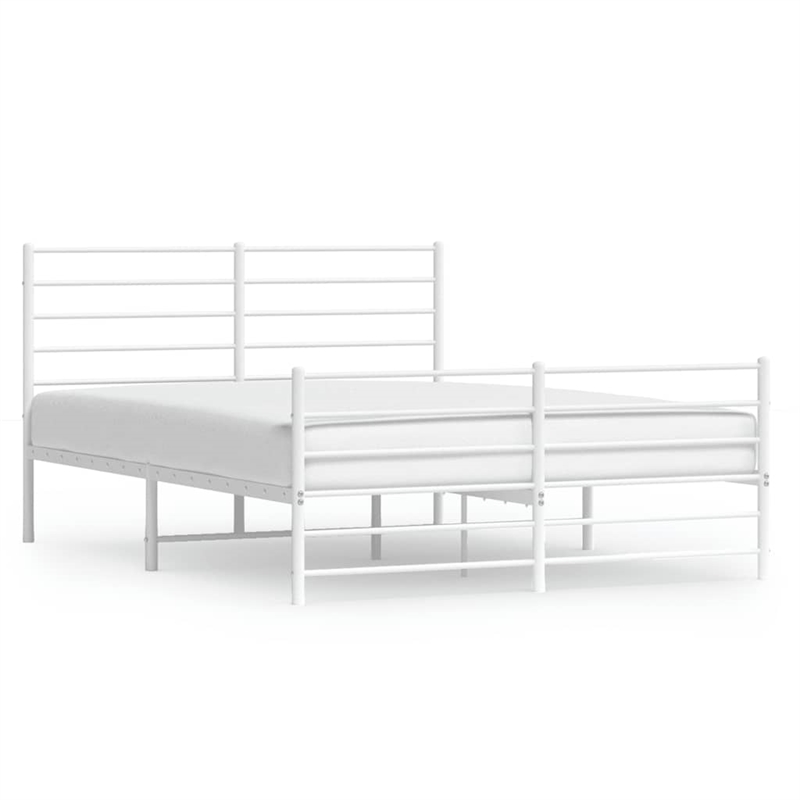 vidaXL Powder-Coated Steel King Size Bed Frame in White